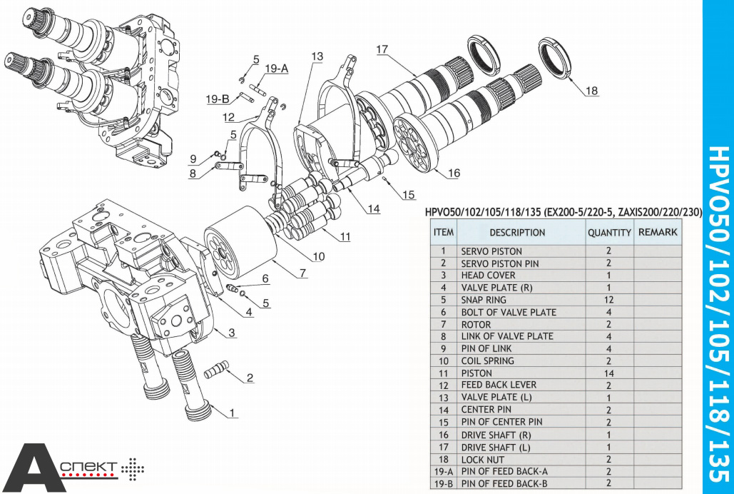 HPV050 HPV series Hitachi Hydraulic parts HPV050 HPV series Hitachi Hydraulic parts